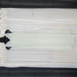 Vintage Midcentury Mint Green Lace Lined Sleeveless Maxi Nightgown House Dress L